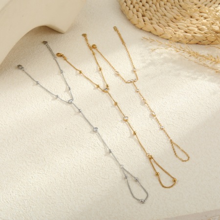 Bracelet à maillons pour femme, motif cœur de vacances, en acier inoxydable, étanche, couleur or (1 pièce). 2