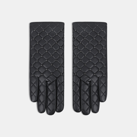 1 paire de gants élégants à carreaux en PU pour femmes