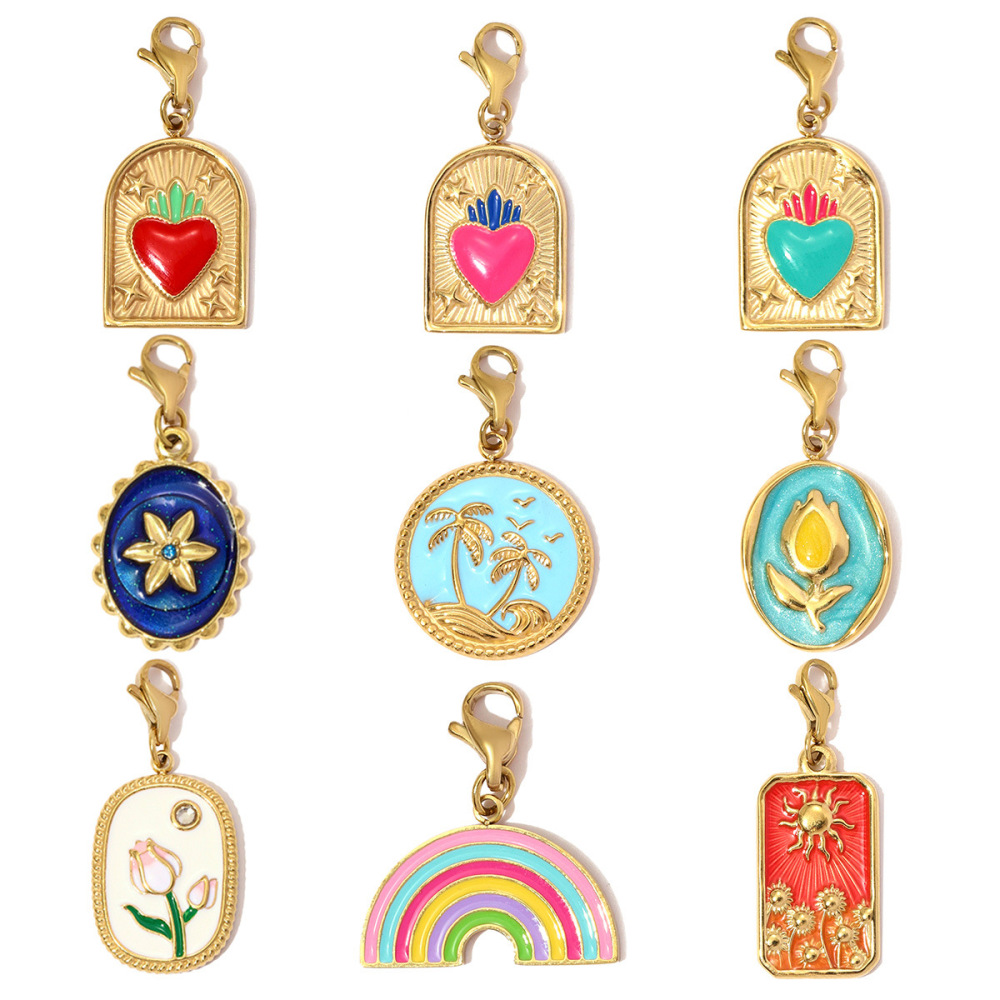 Pendentifs Géométriques À Faire Soi-Même En Acier Titane, Fermoir Mousqueton, Couleur Or, Pour Femmes h5Image5