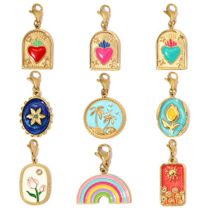 Pendentifs Géométriques À Faire Soi-Même En Acier Titane, Fermoir Mousqueton, Couleur Or, Pour Femmes h5 Image5