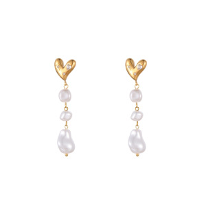 Boucles D'Oreilles À Perles Et Pompons Romantiques Pour Femme, En Acier Inoxydable Imperméable, Couleur Or (1 Paire). h5 Image5