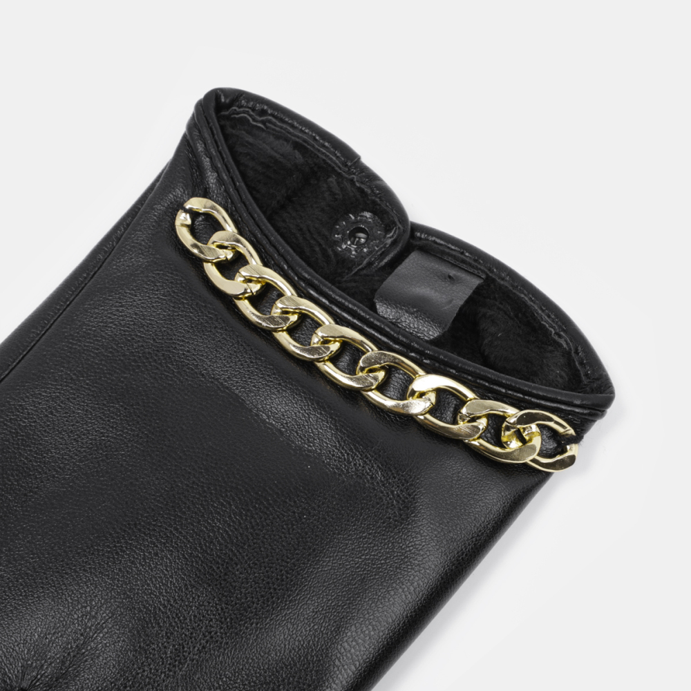 1 Paire De Gants Pour Femmes En Pu À Chaînette De Style Punk Et De Couleur Unie Image4