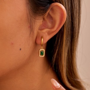 Boucles D'Oreilles Pendantes Rectangulaires En Acier Inoxydable Imperméable, Couleur Assortie, Pour Femme (1 Pièce). h5 Image3