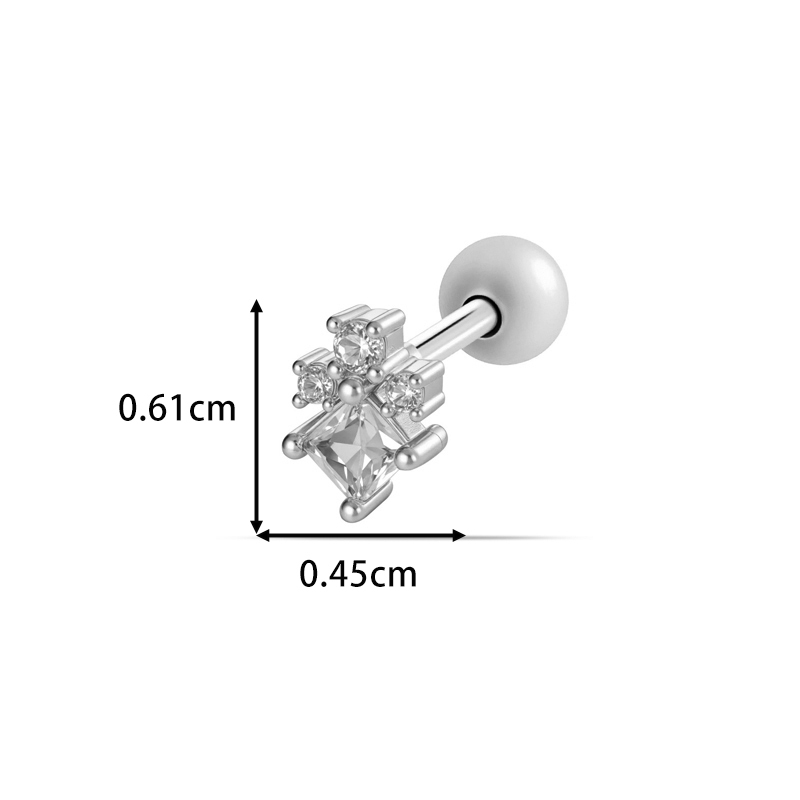 Boucles D'Oreilles Piercing Femme, 1 Pièce, Motif Fleur Brillante, Couleur Cuivre Doré, Zircon. h5Image2