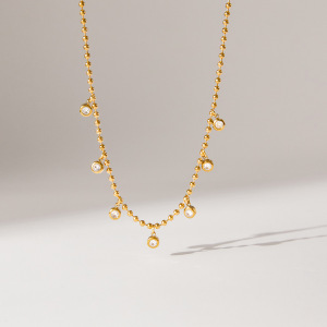 Collier Pendentif Femme Daily Droplet En Acier Inoxydable Étanche Couleur Or Avec Zircon (1 Pièce) h5 Image5