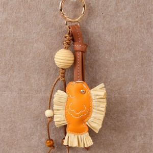 Porte-Clés De Sac Femme En Pu, Motif Poisson Rétro, 1 Pièce, Collection Simple h5 Image4