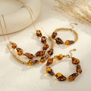 Collier Chaîne Femme En Acier Inoxydable Imperméable, Motif Plante De Forme Irrégulière (1 Pièce) h5 Image2