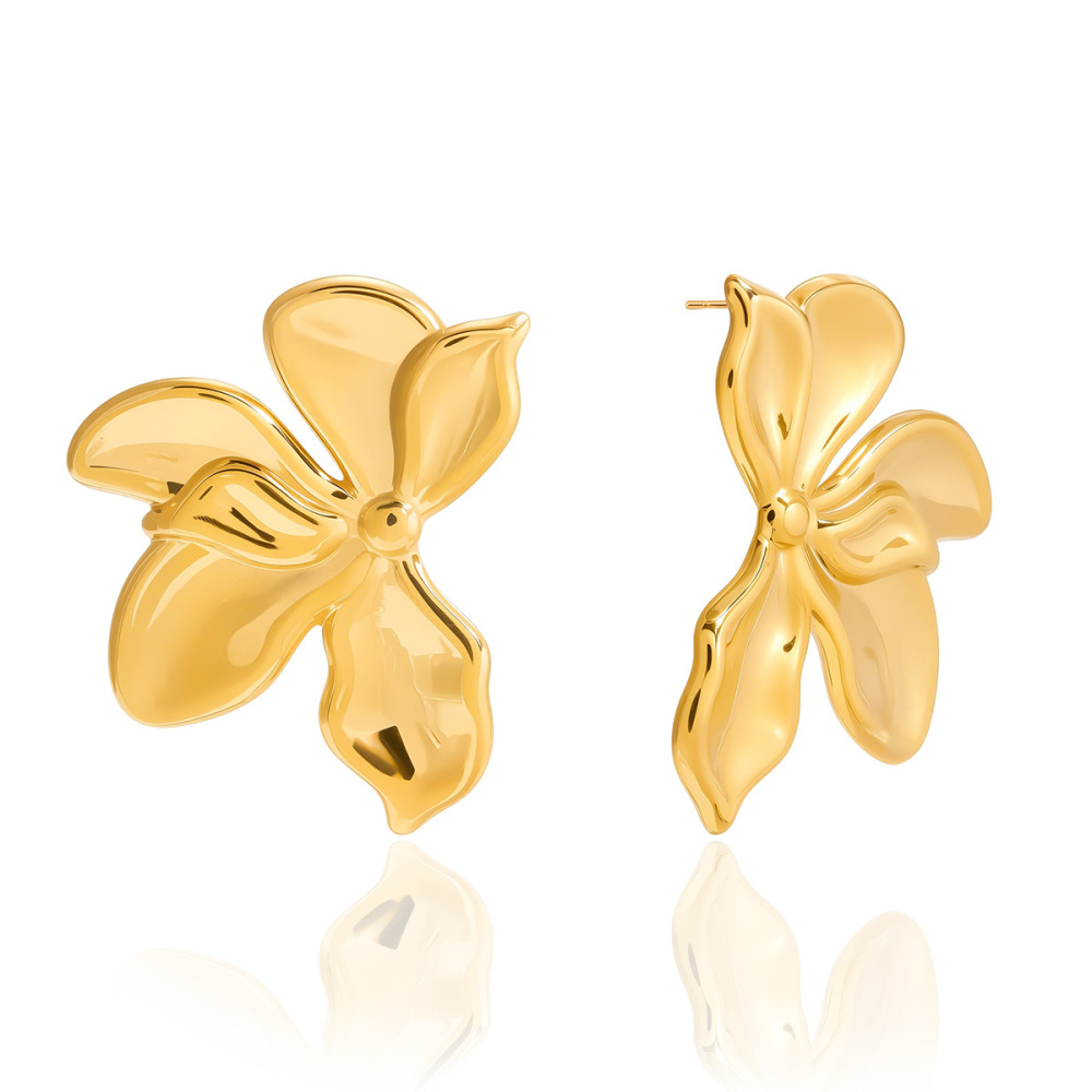 Ensembles De Bijoux Sophistiqués Pour Femmes En Acier Inoxydable, Imperméables, Couleur Or, Avec Motif Floral. 