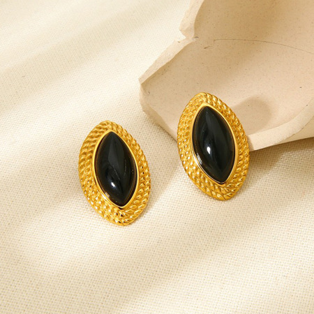 1 paire de boucles d'oreilles puces classiques rétro œil de diable en résine couleur or pour femme 2