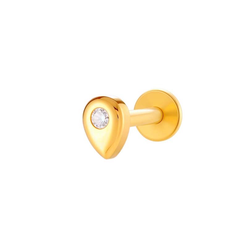 Boucles D'Oreilles Piercing Femme En Titane Doré Avec Zircon Et Nœud Papillon En Forme D'Étoile (1 Pièce). 