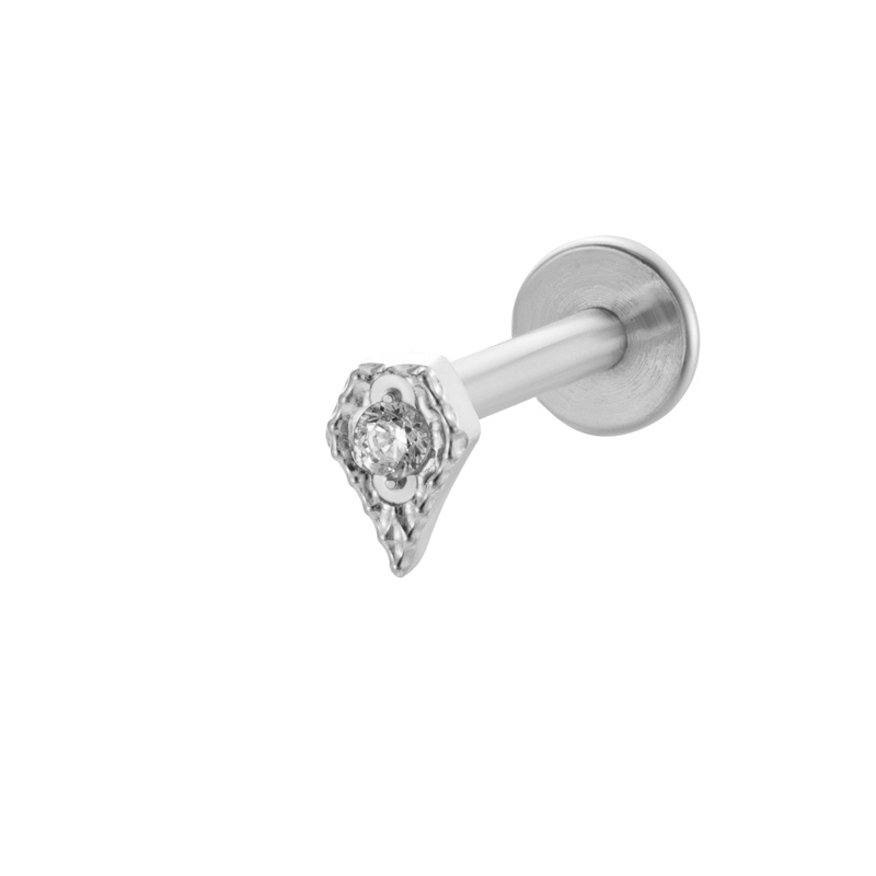 Boucles D'Oreilles Piercing Pour Femme En Alliage De Titane Massif Couleur Or Et Zircon (1 Pièce)