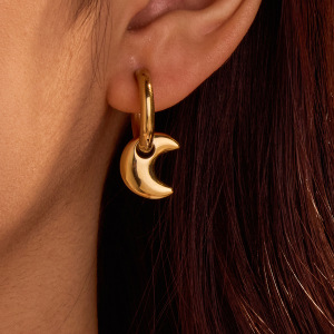Boucles D'Oreilles Pendantes Pour Femme, Plaquées Or 18 Carats, En Forme De Cœur Et De Pentagramme, En Acier Inoxydable 304, Étanches Et Élégantes. Style Décontracté. h5 Image4