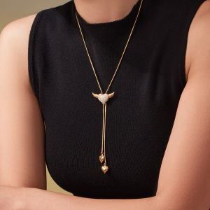 Collier Long Pour Femme, Orné D'Un Cœur Romantique Et De Balançoires, En Acier Inoxydable Étanche Couleur Or Et Zircon. h5 Image4