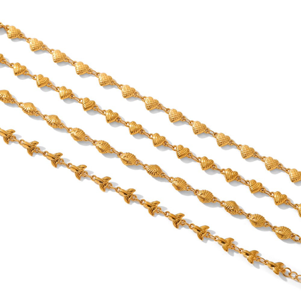 Collier En Acier Inoxydable Doré, Étanche, Avec Chaîne En Forme De Cœur (1 Pièce). Image6
