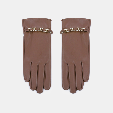 1 paire de gants pour femmes en PU à chaîne de couleur unie