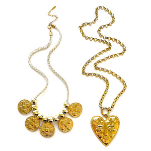 Collier Pendentif Cœur Couleur Or (1 Pièce) h5 Image6