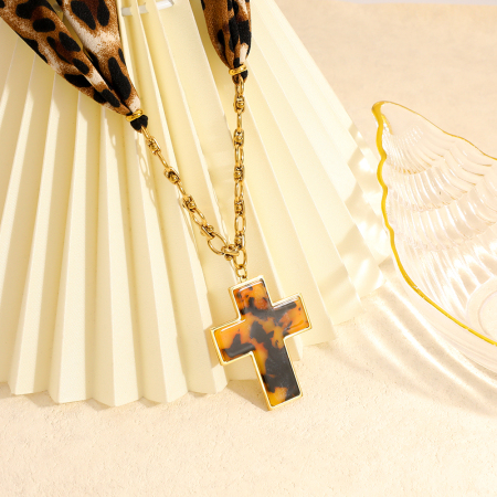 Collier pendentif croix cœur quotidien en acier inoxydable pour femme (1 pièce)