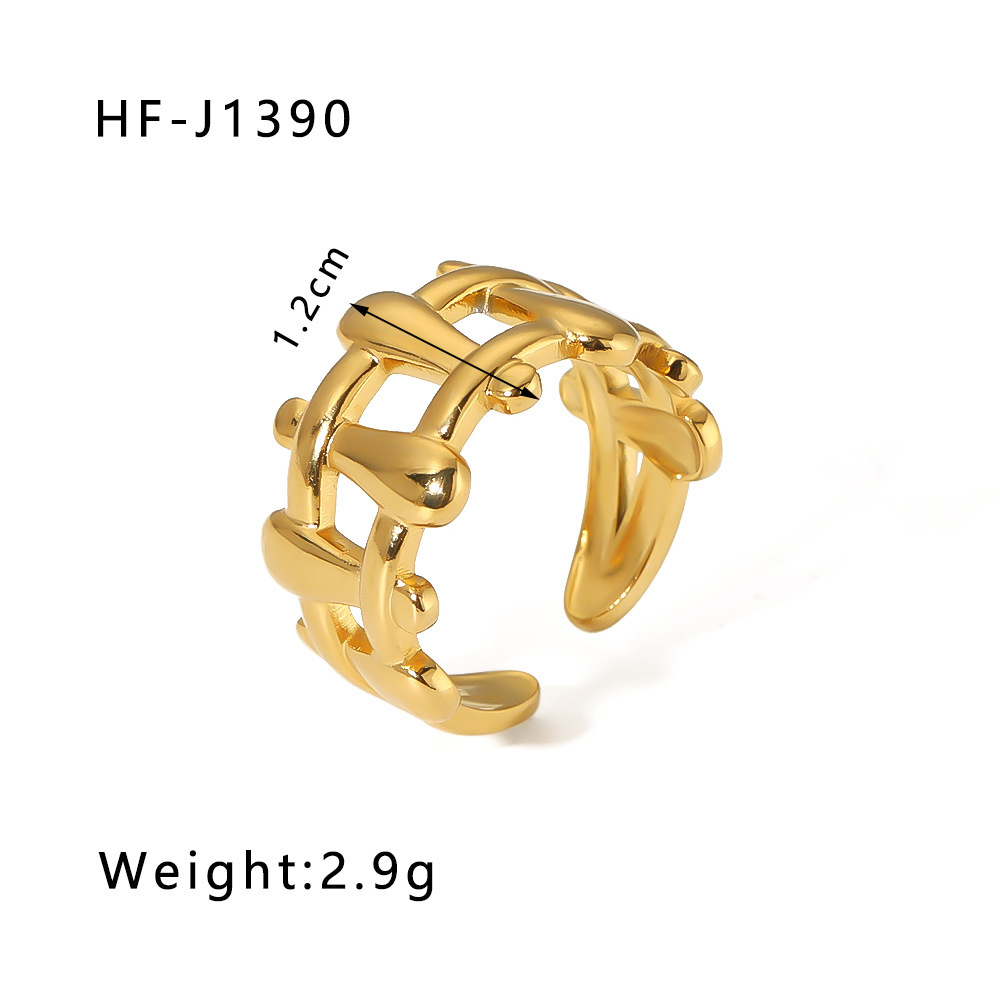 Bague De Luxe Pour Femme, En Acier Inoxydable Doré, Imperméable, Ornée D'Un Motif Végétal. 