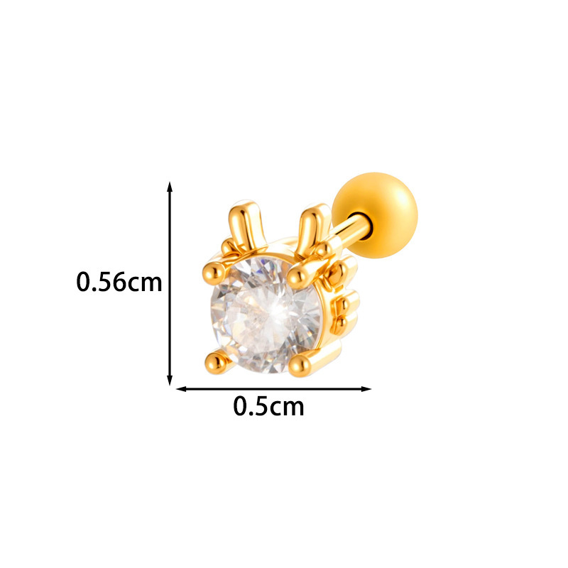 Boucles D'Oreilles Papillon En Cuivre Et Zircon Pour Femme (1 Pièce) Image2