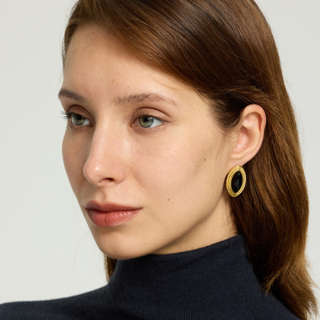 1 paire de boucles d'oreilles puces classiques rétro œil de diable en résine couleur or pour femme
