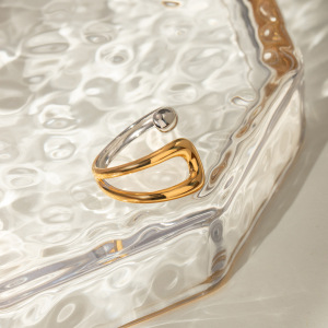 Bague Femme Tendance, En Acier Inoxydable Doré, Forme Irrégulière, Étanche, À Porter Au Quotidien. h5 Image7