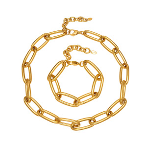 Collier Chaîne Classique Et Polyvalente En Acier Inoxydable, Couleur Or, Imperméable, Pour Femme (1 Pièce) h5 Image6