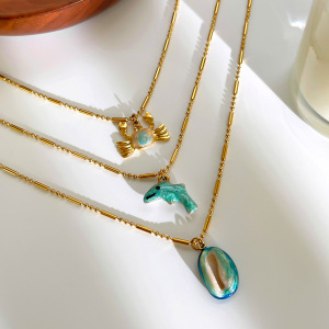 Collier Pendentif Animal Marin En Acier Inoxydable Émaillé Étanche (1 Pièce) h5 Image4