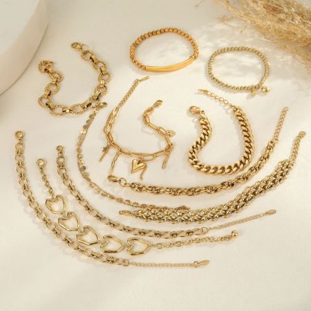 Ensemble de bijoux pour femmes en acier inoxydable tissé, forme irrégulière de cœur et cercle, étanche