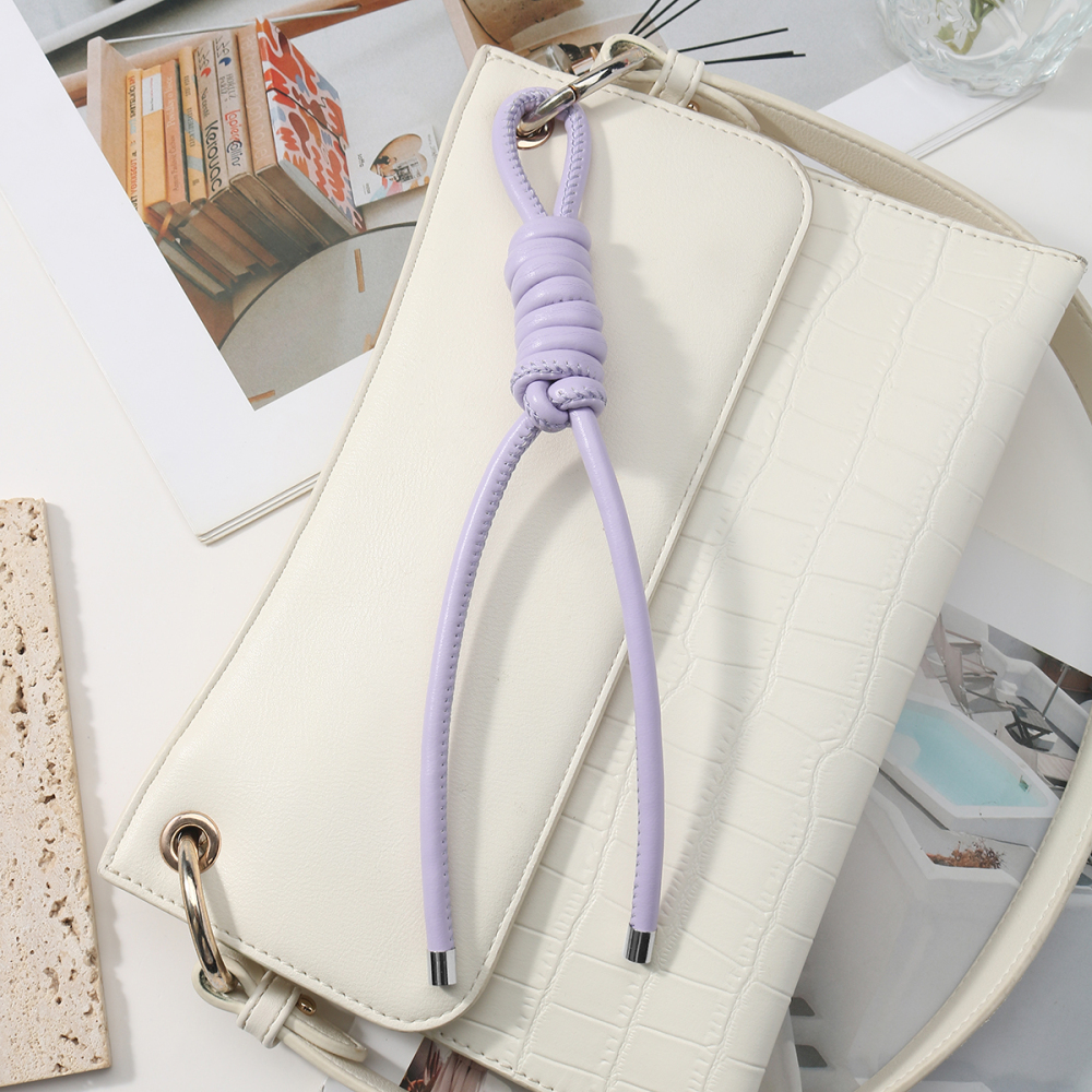 1 Breloque Pour Sac Femme En Cuir Tissé À Imprimé Léopard, Couleur Unie Et Résistante Image5