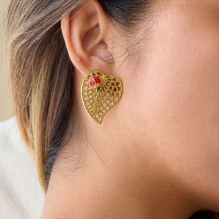 Boucles d'oreilles puces Leaf&Beetle pour femme, en acier inoxydable étanche, couleur or (1 paire) 2