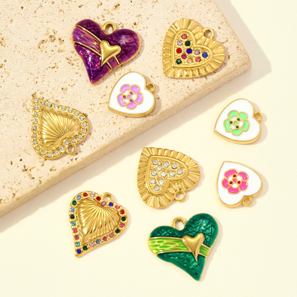 Pendentifs Sophistiqués En Forme De Cœur, À Faire Soi-Même, En Acier Titane Couleur Or, Pour Femmes h5Image4