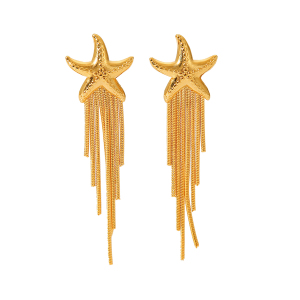 Boucles D'Oreilles Pendantes En Acier Inoxydable Doré, Imperméables, Avec Pompon Et Fleur (1 Paire). h5 