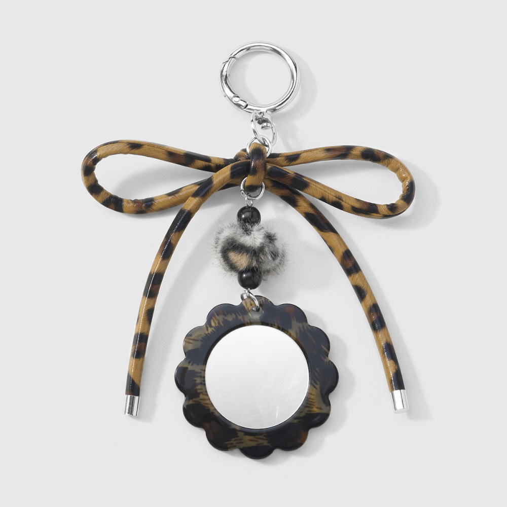 Porte-Clés En Cuir Imprimé Léopard Avec Nœud Papillon Rétro (1 Pièce) 
