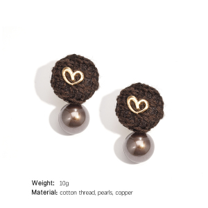1 Paire De Boucles D'Oreilles Pendantes Romantiques En Coton Patchwork À Motif Cœur Pour Femme h5 Image2