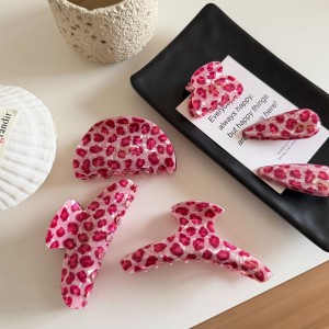 1 Pince À Cheveux Pour Femme En Pvc À Imprimé Léopard Rose Tendre h5 Image3