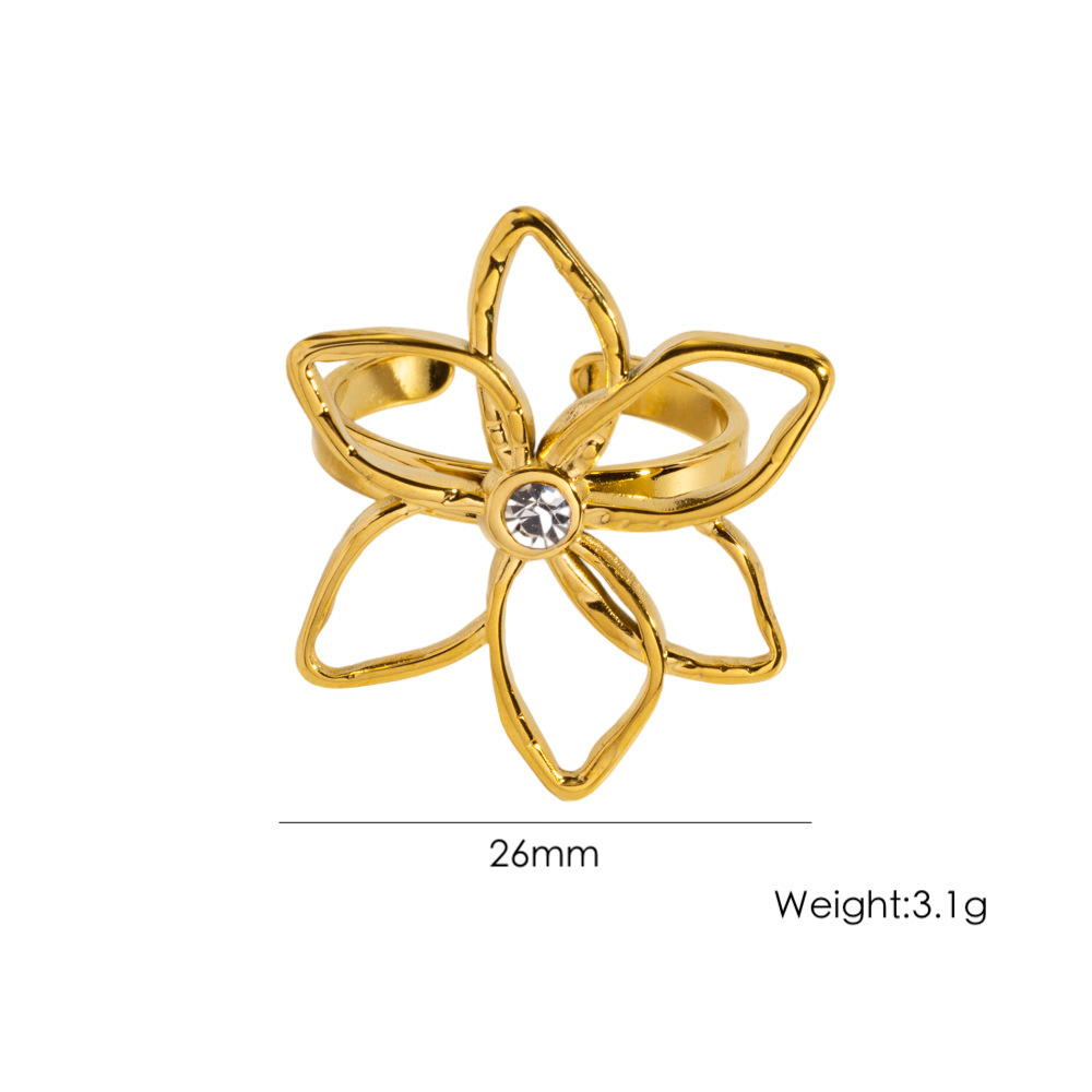 Bague Simple Et Élégante En Acier Inoxydable À Motif Floral (1 Pièce)