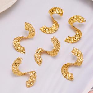 Boucles D'Oreilles Puces Pour Femme, En Acier Inoxydable Doré, Motif Martelé En Forme De S (1 Paire). h5 Image3