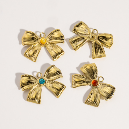 Pendentif femme simple à faire soi-même, en acier inoxydable étanche, avec nœud papillon. 2