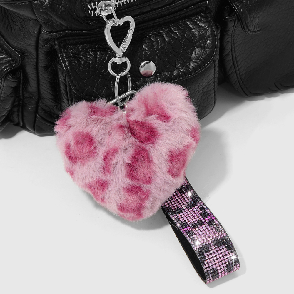 Porte-Clés En Peluche Léopard Rétro En Forme De Cœur (1 Pièce) Image6
