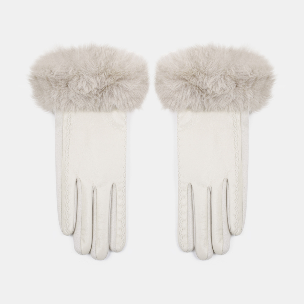 1 Paire De Gants Pour Femmes En Peluche Pu De Couleur Unie Simple Image3