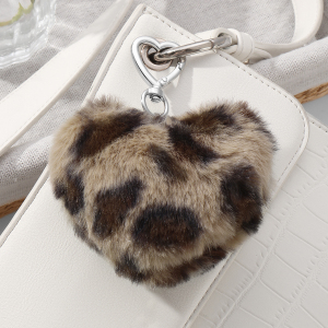 Porte-Clés Rétro En Peluche En Forme De Cœur À Imprimé Léopard (1 Pièce) h5 Image6