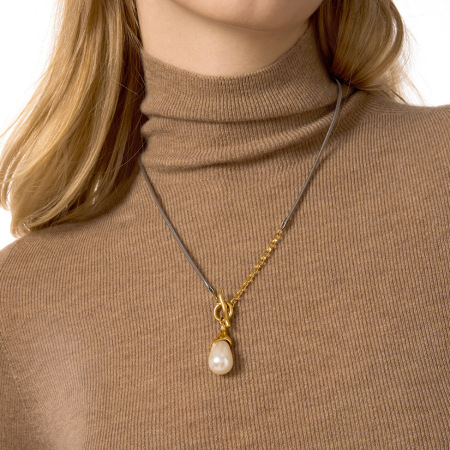 Collier Pendentif Femme En Acier Inoxydable Doré, Imperméable, En Forme De Goutte (1 Pièce)