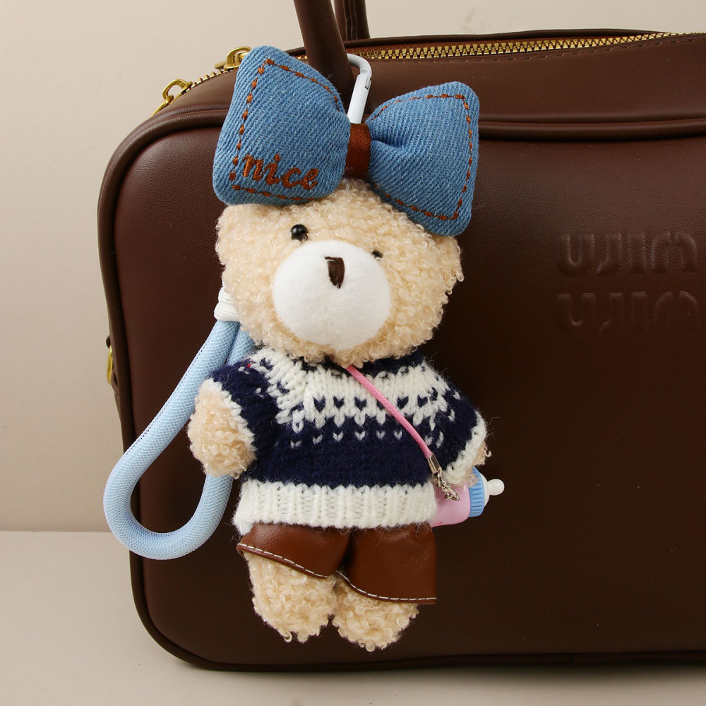 1 Pièce - Pull De Noël Mignon, Écharpe Et Peluche Ours En Peluche - Porte-Clés Pour Sac Femme Image4