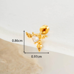 Boucles D'Oreilles Piercing Femme En Cuivre Et Zircon, 1 Pièce h5 Image2
