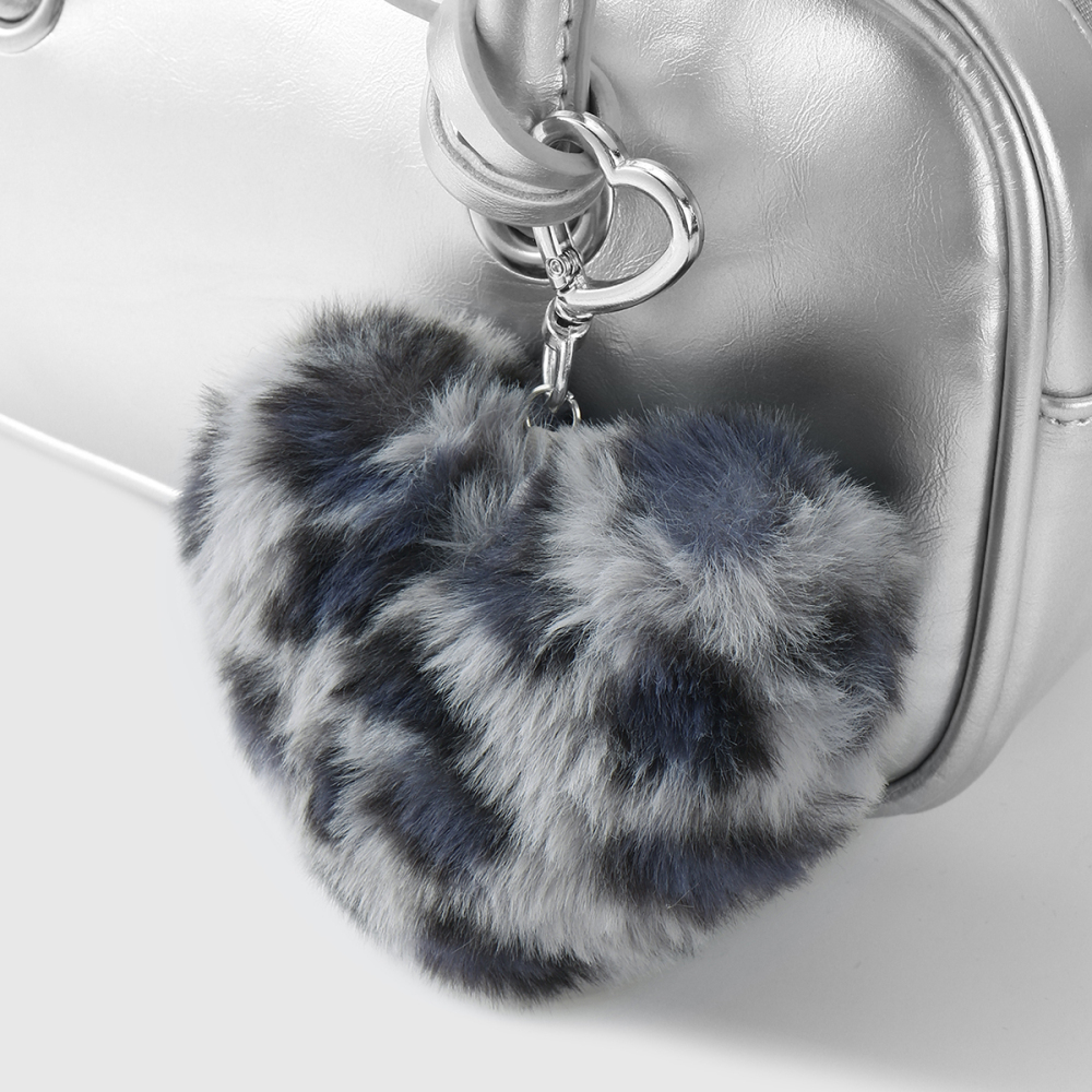 Porte-Clés Rétro En Peluche En Forme De Cœur À Imprimé Léopard (1 Pièce) Image5