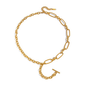 Collier Décontracté En Forme De Y, En Acier Inoxydable, Étanche, Couleur Or (1 Pièce) h5 Image5