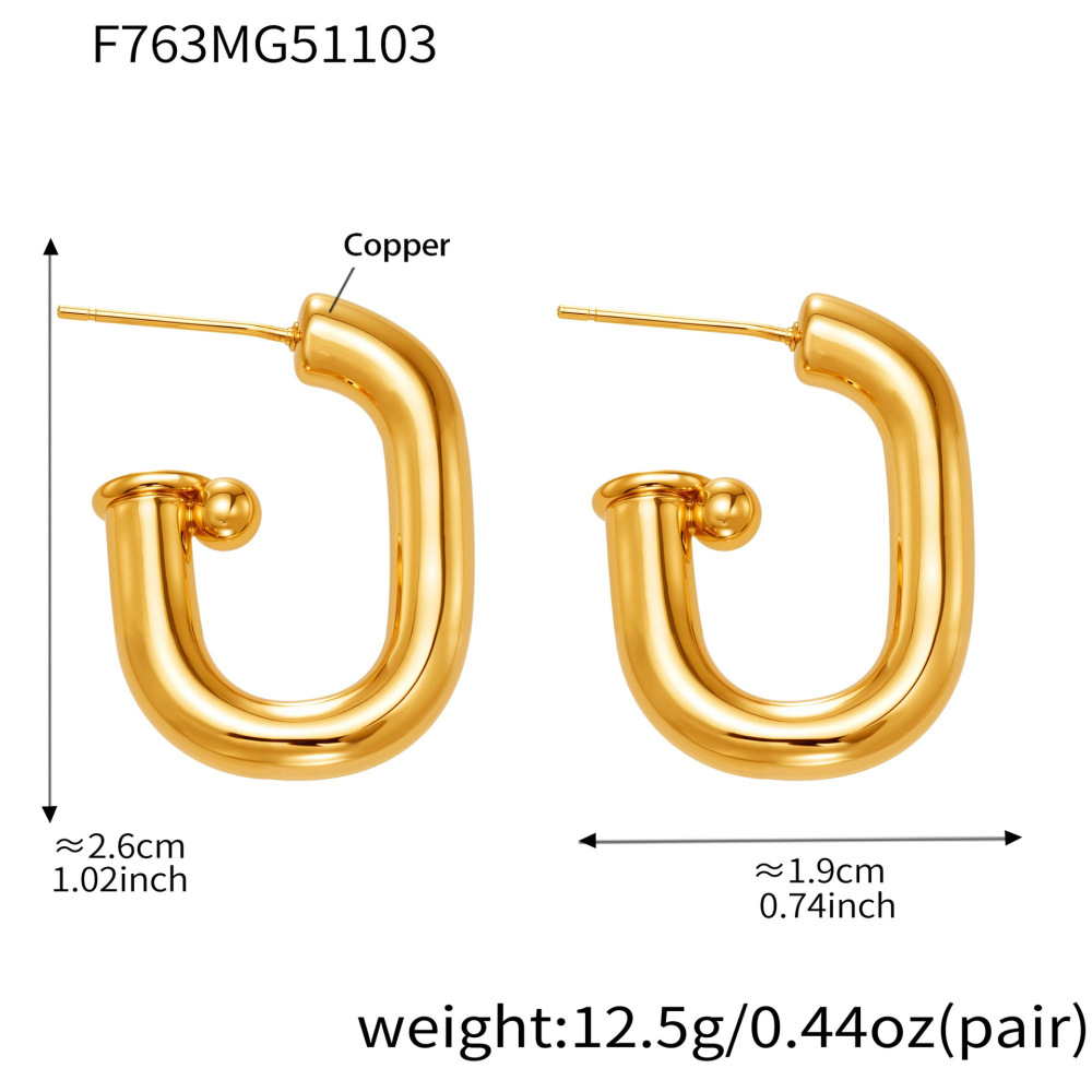 1 Paire De Boucles D'Oreilles Créoles Minimalistes Annulaires En Acier Inoxydable Étanche Couleur Or Pour Femme Image2