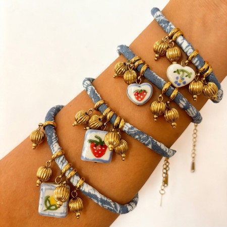 Bracelet tressé en céramique étanche en acier inoxydable style Ins (1 pièce)
