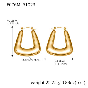 1 Paire De Boucles D'Oreilles Créoles Modernes Pour Femmes, En Acier Inoxydable Doré, Résistantes À L'Eau. h5 Image2