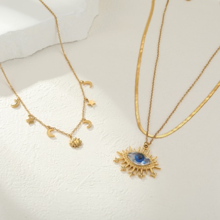 Collier pendentif femme luxueux en acier inoxydable étanche, orné d'un œil de diable (1 pièce) 2